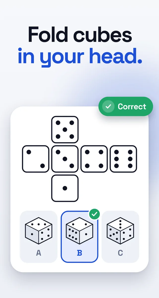Cube folding: a net and three cubes to choose from