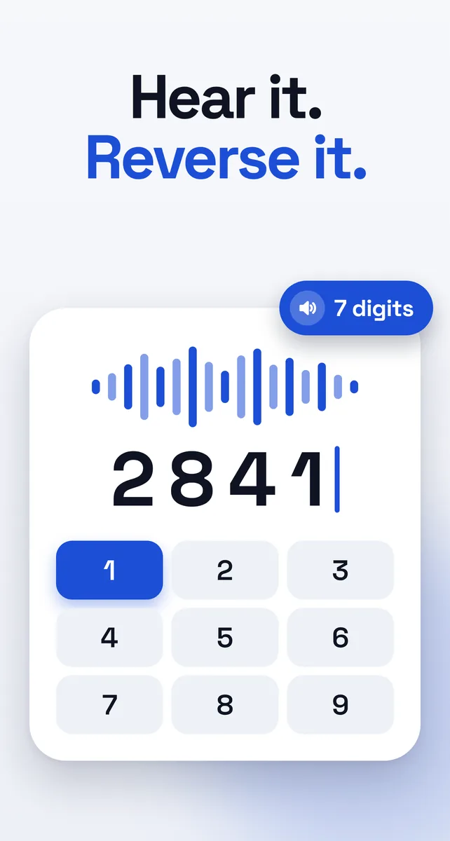 Number memory: entering heard digits in reverse
